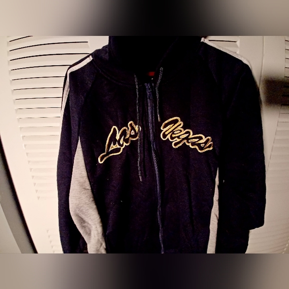 Las Vegas Hoodie Jacket Black & Gray Trim Sides Small - Picture 2 of 4